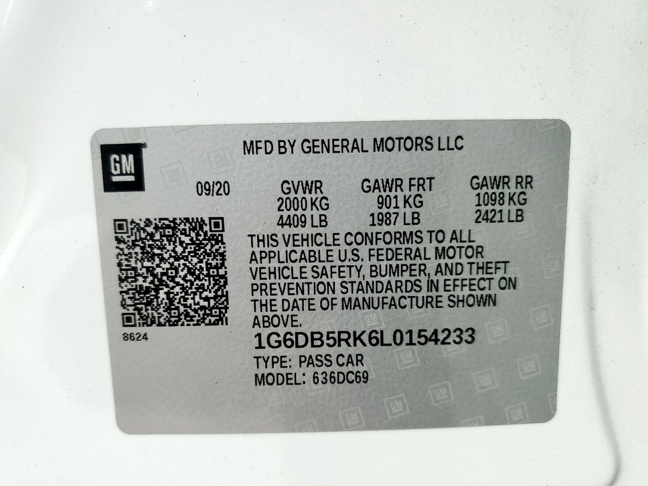 2020 Cadillac Ct4 Premium Luxury VIN: 1G6DB5RK6L0154233 Lot: 86264645