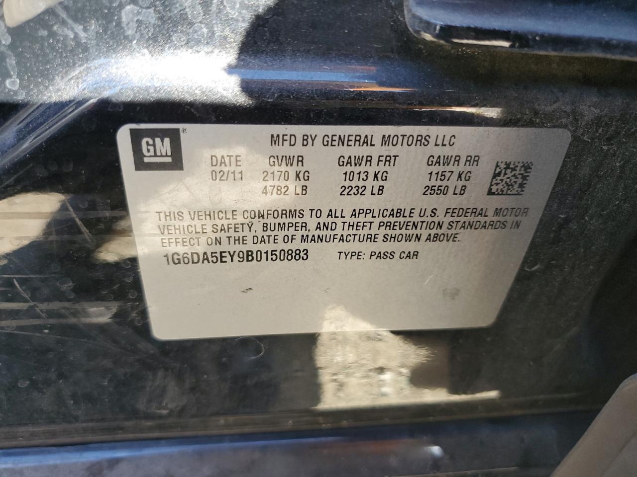 2011 Cadillac Cts VIN: 1G6DA5EY9B0150883 Lot: 82547055