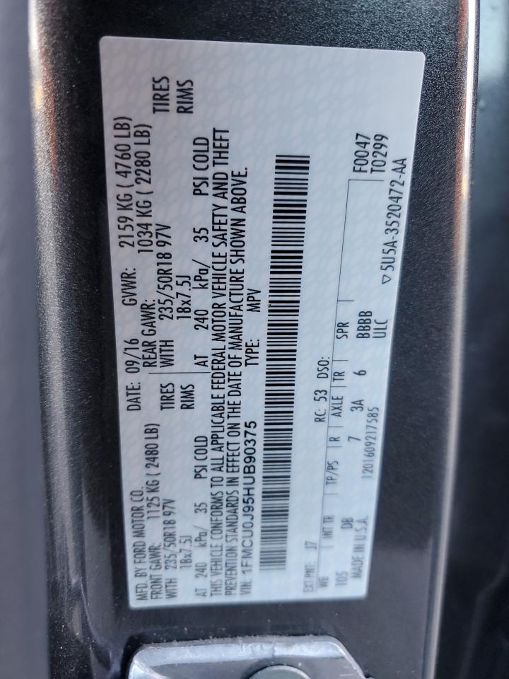 2017 Ford Escape Titanium VIN: 1FMCU0J95HUB90375 Lot: 86241915