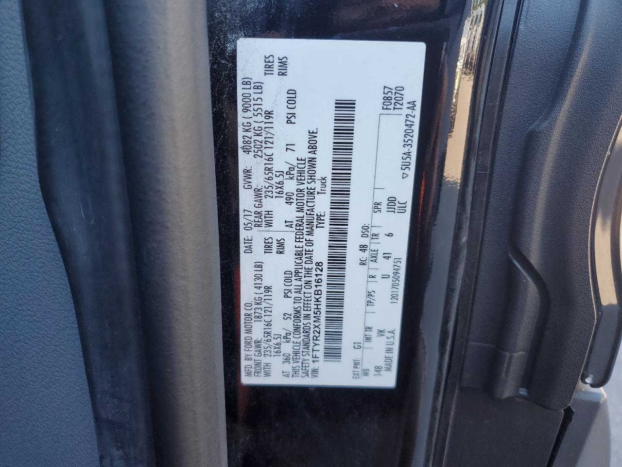 2017 Ford Transit T-250 VIN: 1FTYR2XM5HKB16128 Lot: 84787515