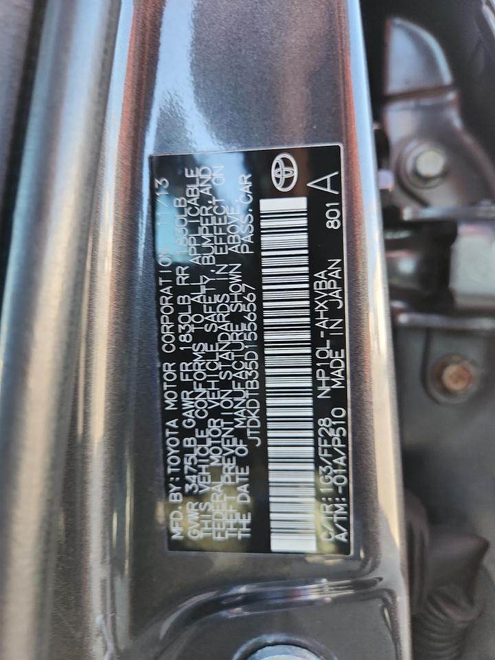 2013 Toyota Prius C VIN: JTDKDTB35D1556567 Lot: 89633185