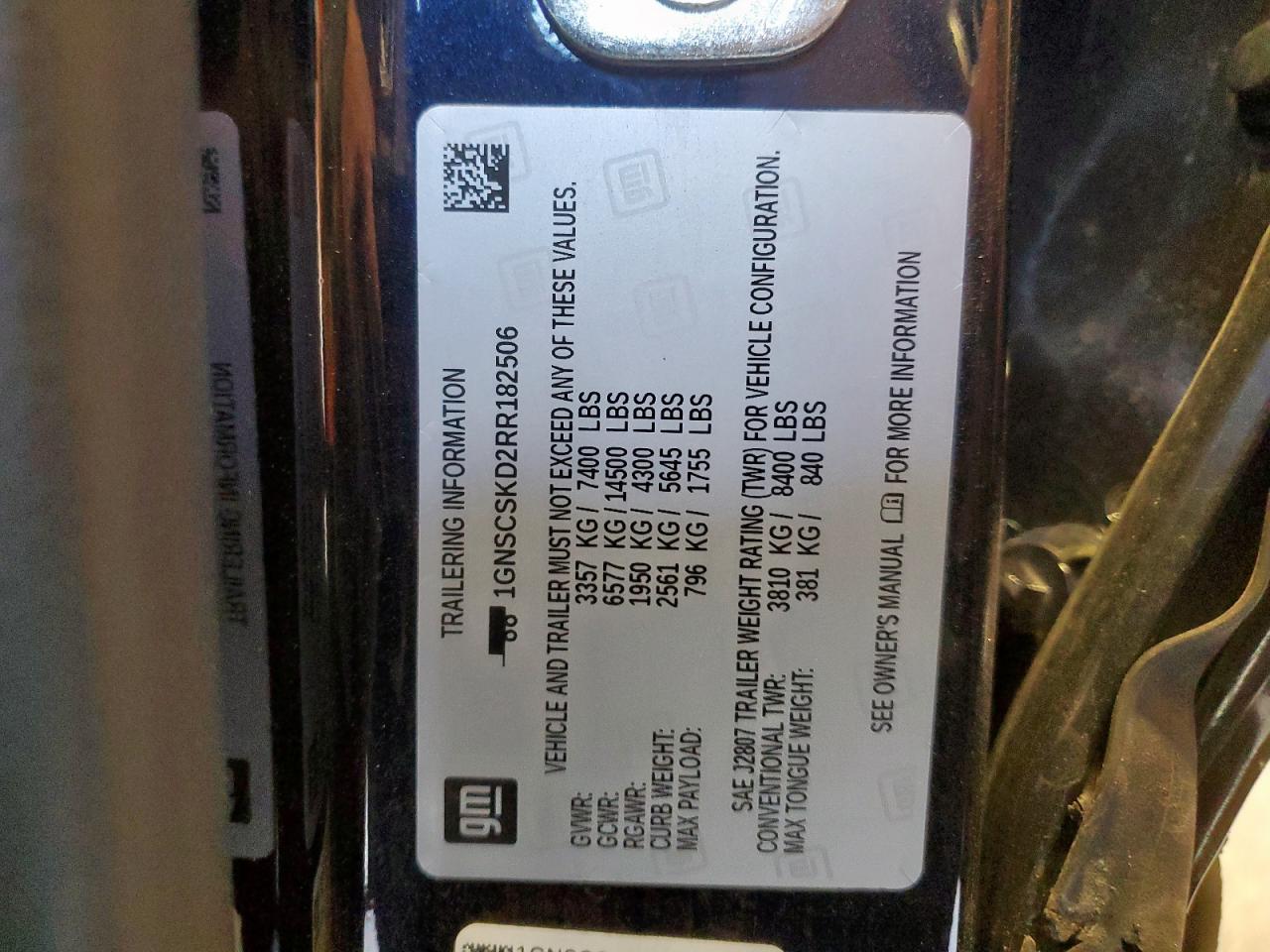 2024 Chevrolet Tahoe C1500 Premier VIN: 1GNSCSKD2RR182506 Lot: 82264755