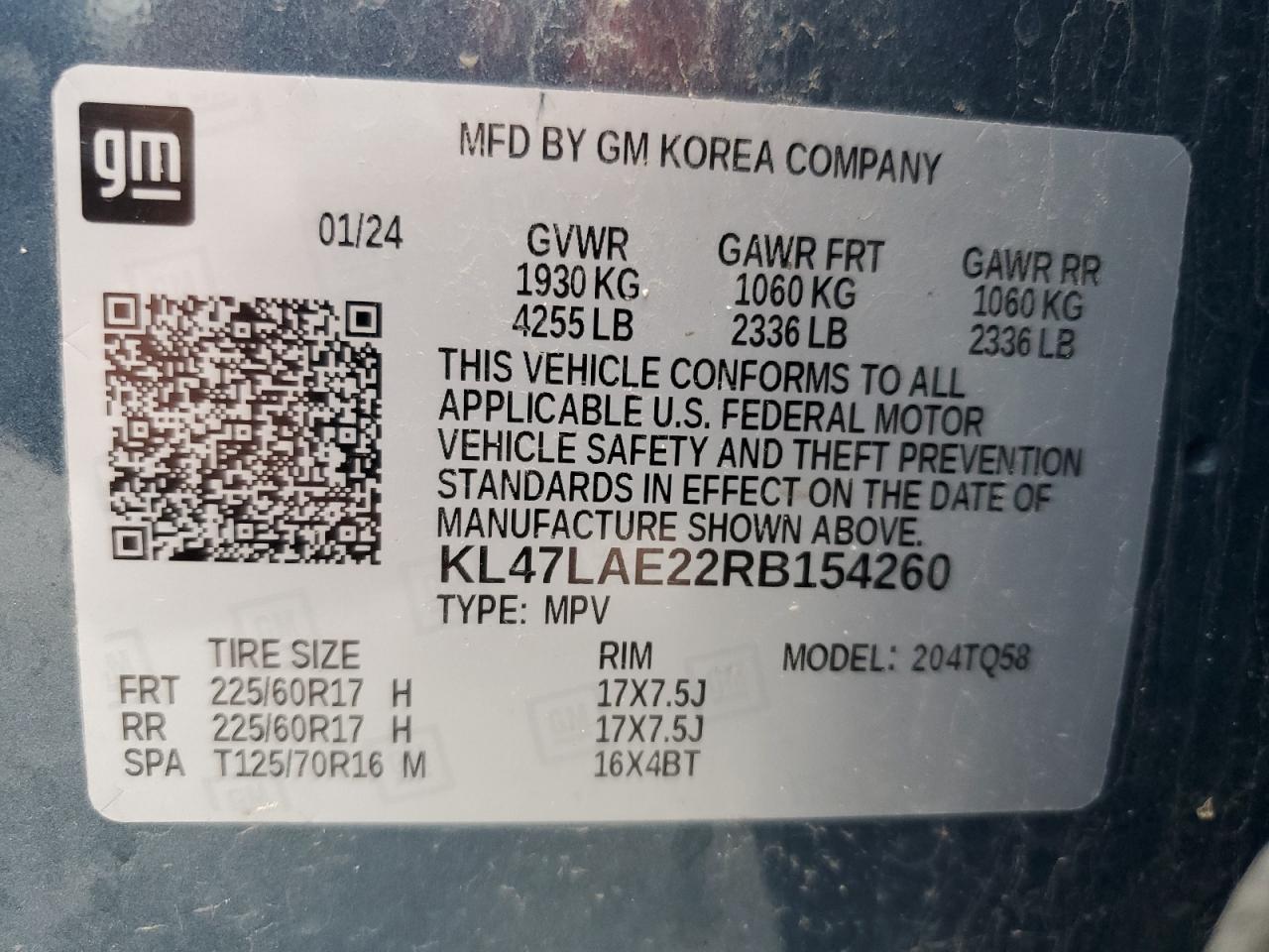 2024 Buick Envista Preferred VIN: KL47LAE22RB154260 Lot: 90413465