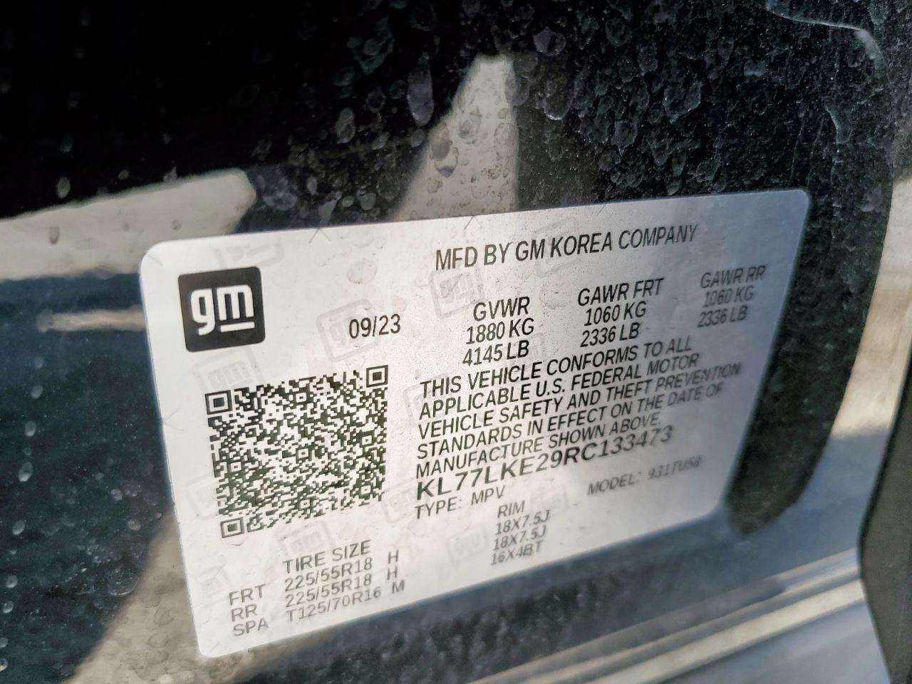 2024 Chevrolet Trax Activ VIN: KL77LKE29RC133473 Lot: 85784685