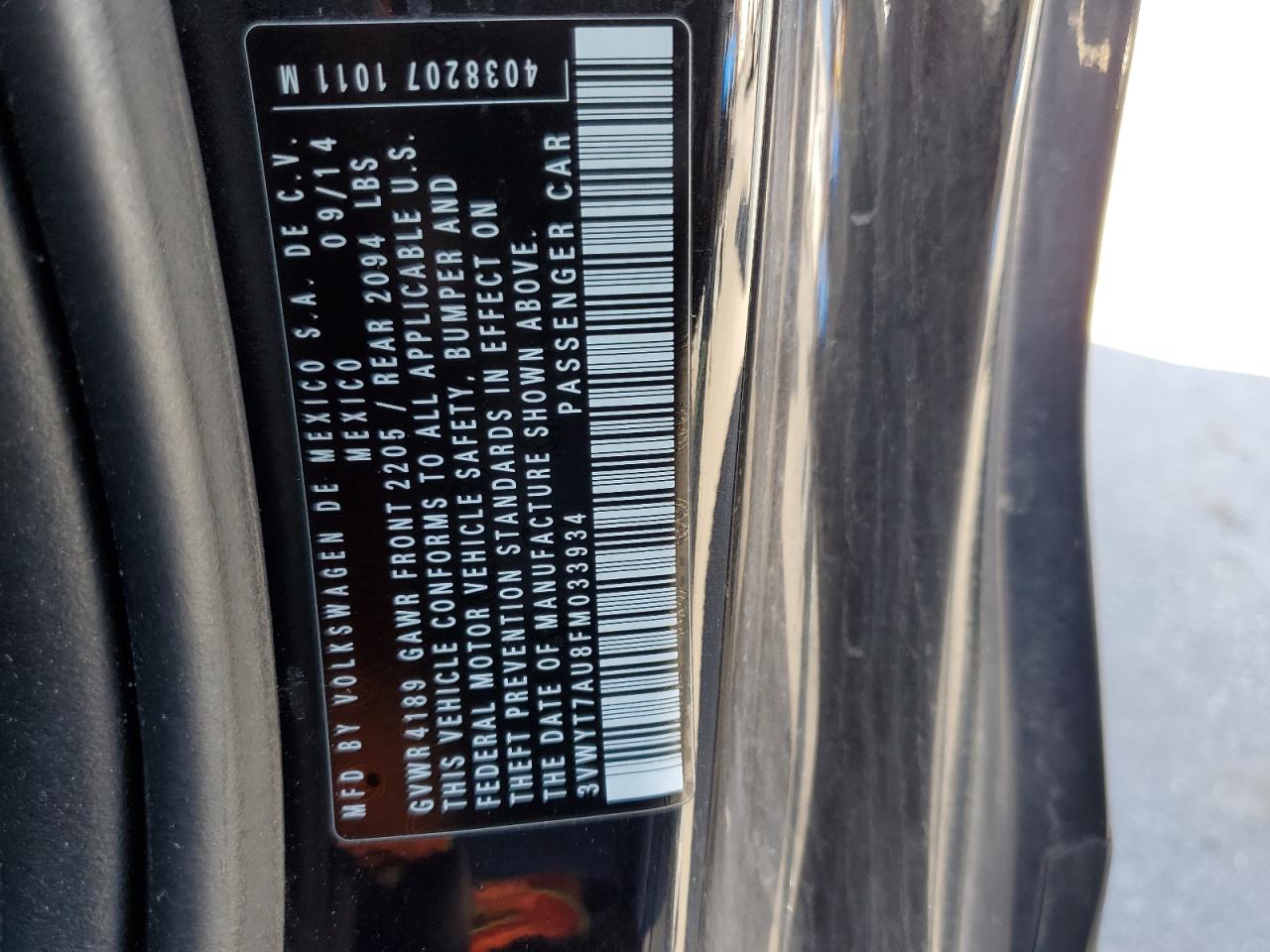 2015 Volkswagen Gti VIN: 3VWYT7AU8FM033934 Lot: 84726335