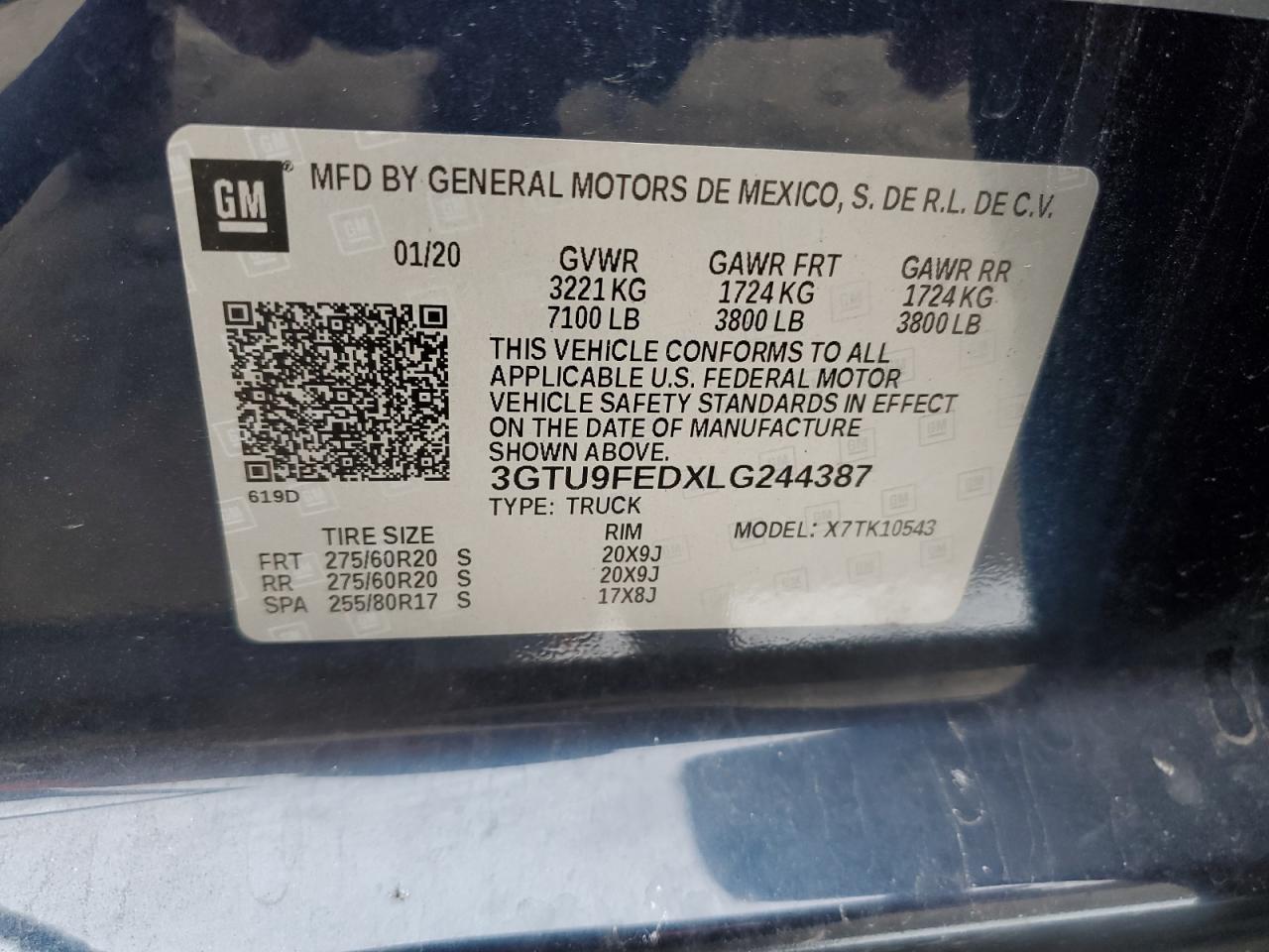 3GTU9FEDXLG244387 2020 GMC Sierra K1500 Denali