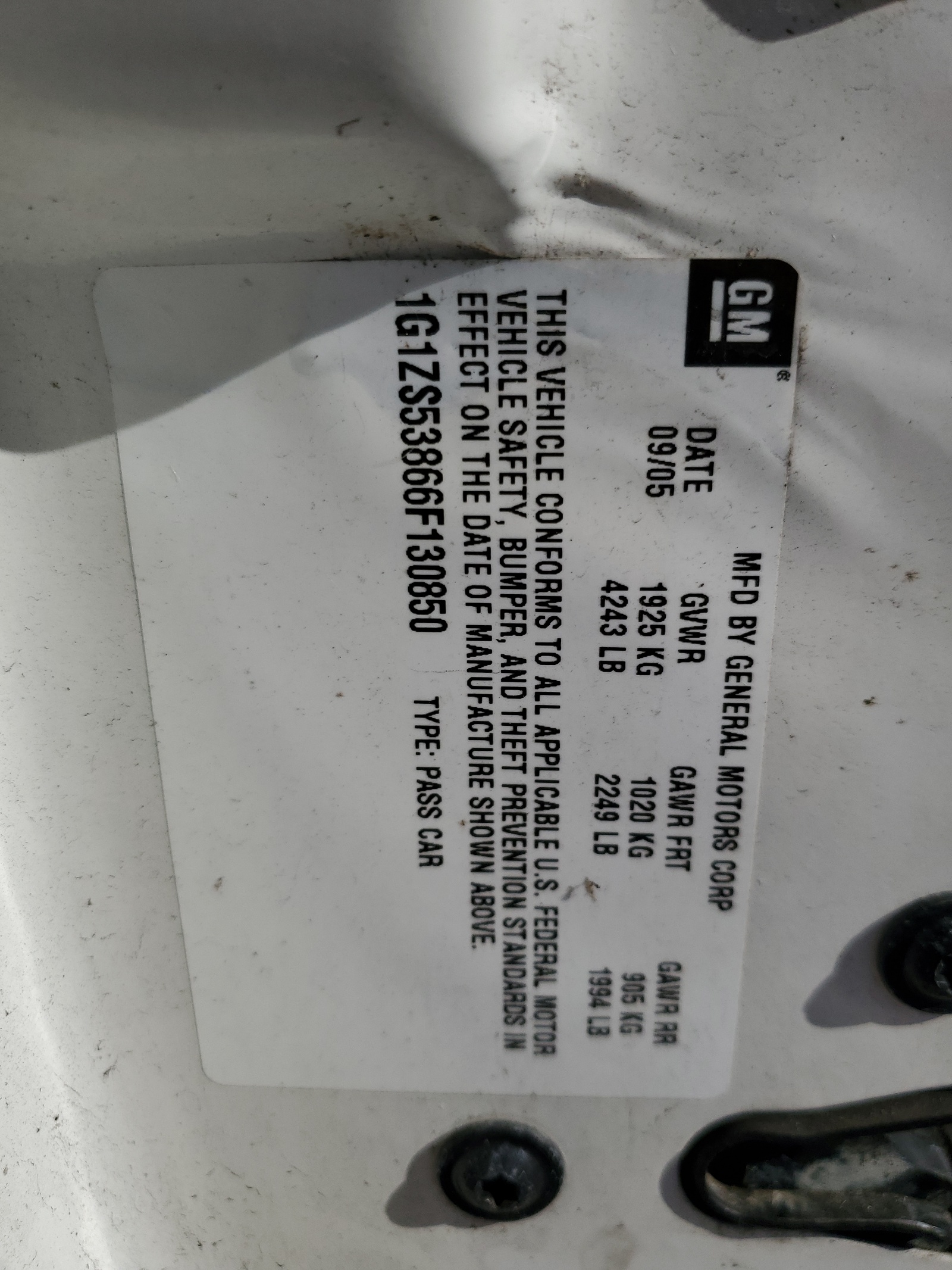 1G1ZS53866F130850 2006 Chevrolet Malibu Ls