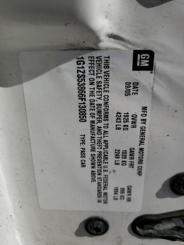 2006 Chevrolet Malibu Ls VIN: 1G1ZS53866F130850 Lot: 61616604