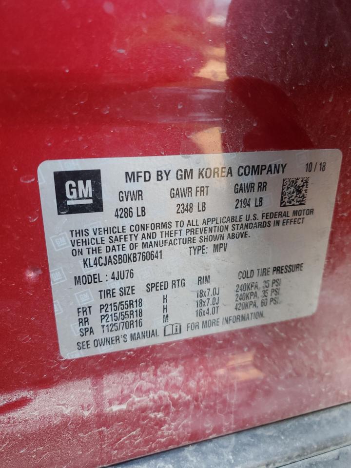 2019 Buick Encore Preferred VIN: KL4CJASB0KB760641 Lot: 77542833