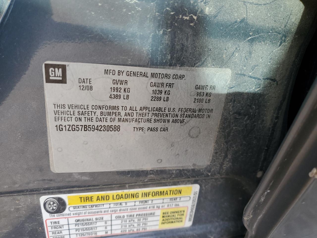 2009 Chevrolet Malibu Ls VIN: 1G1ZG57B594230588 Lot: 58284064