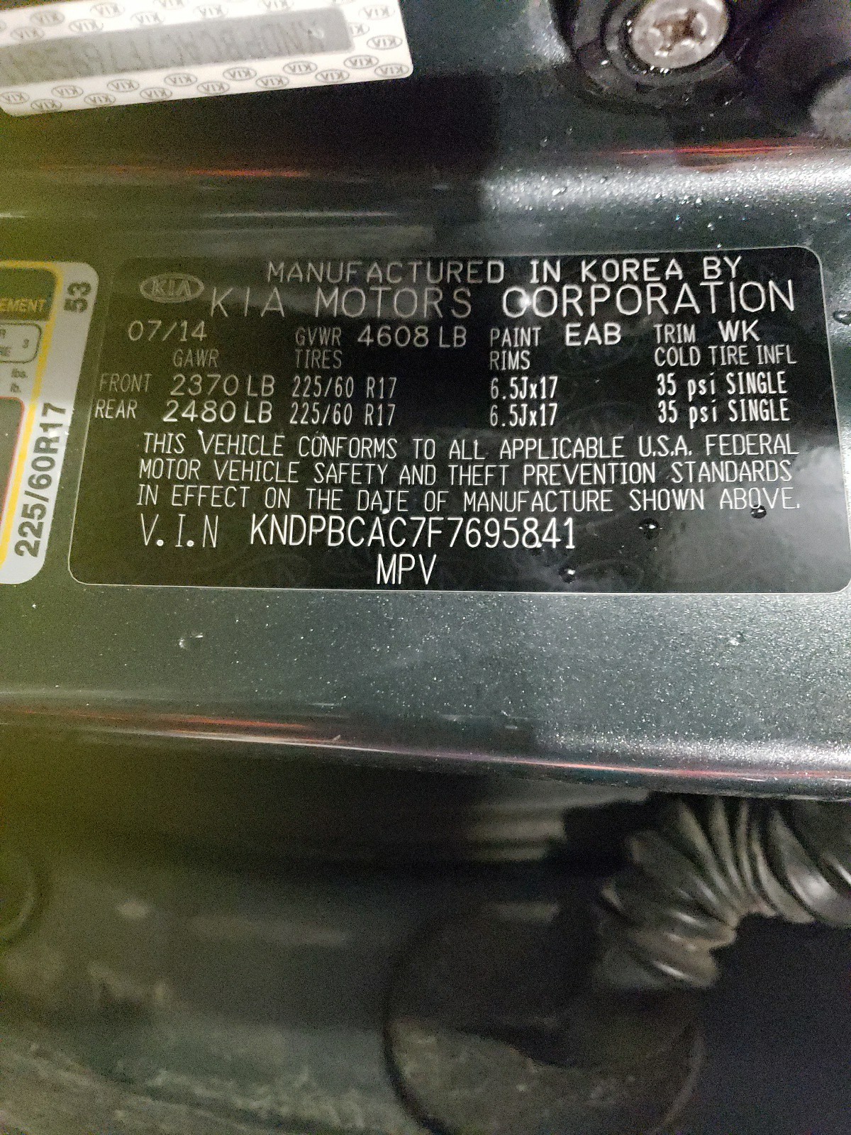 KNDPBCAC7F7695841 2015 Kia Sportage Lx