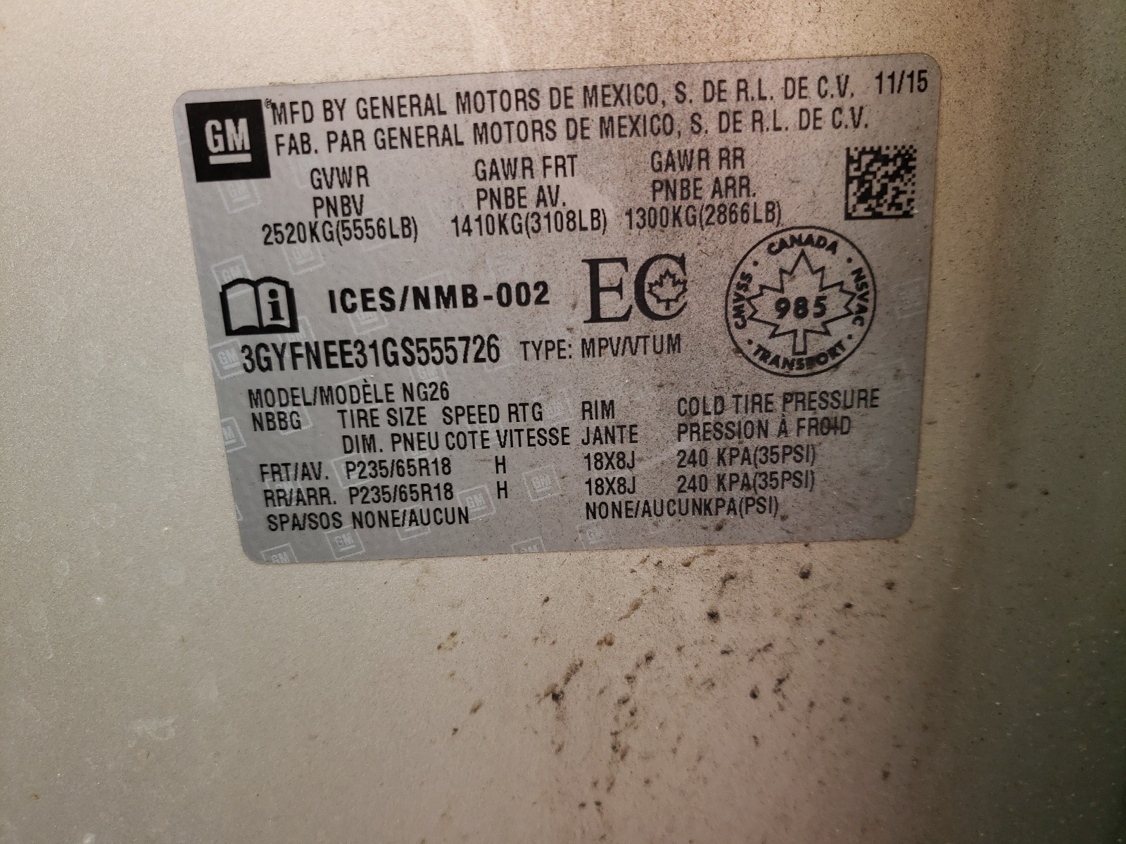 3GYFNEE31GS555726 2016 Cadillac Srx Luxury Collection