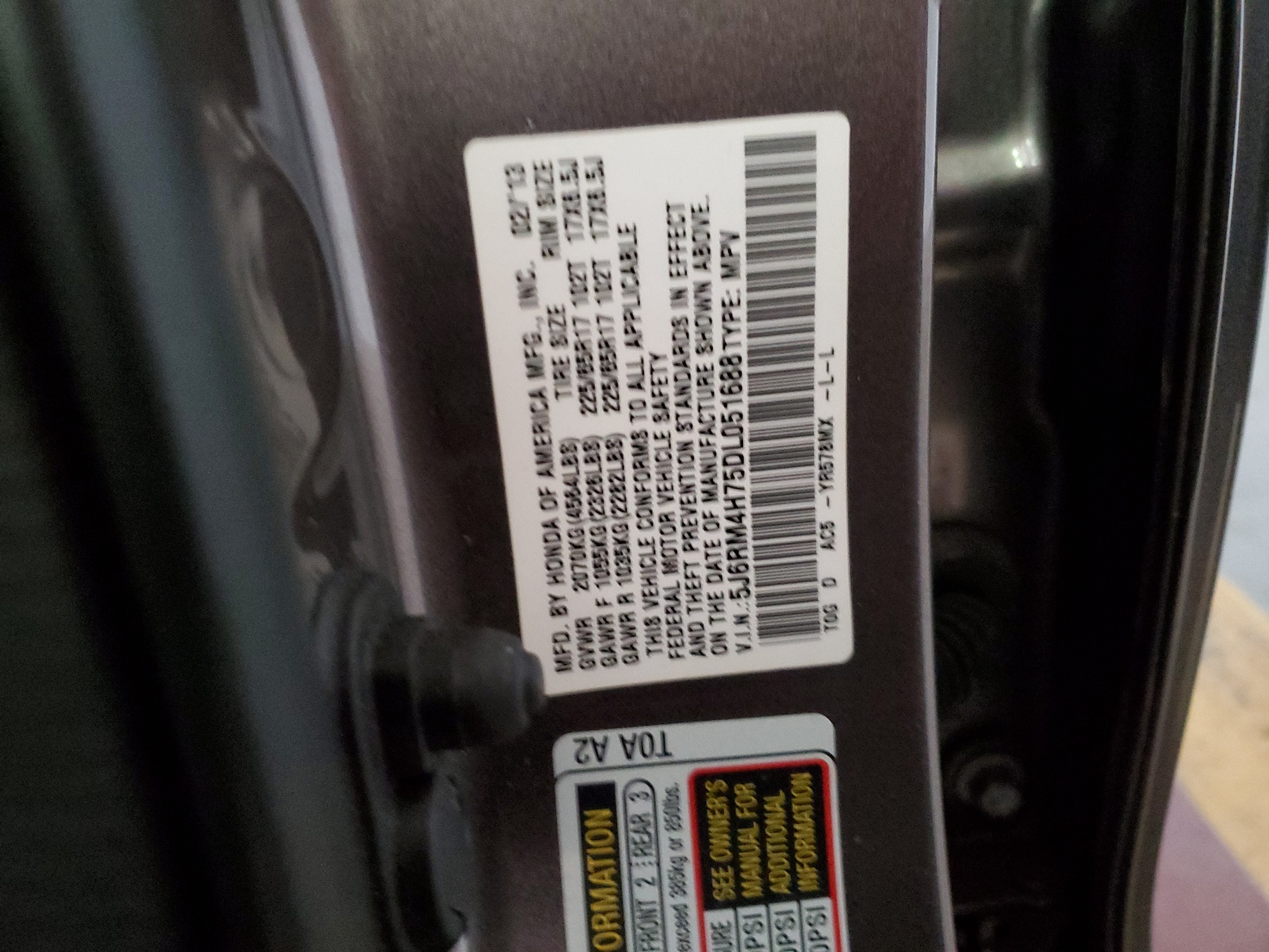 5J6RM4H75DL051688 2013 Honda Cr-V Exl