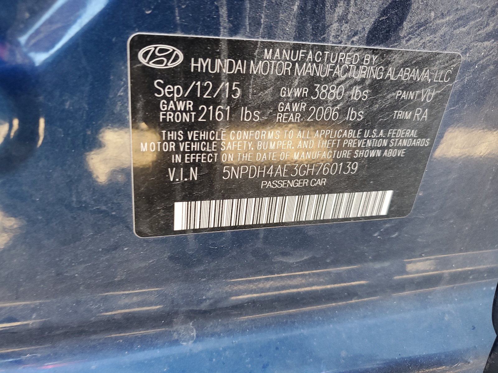 5NPDH4AE3GH760139 2016 Hyundai Elantra Se