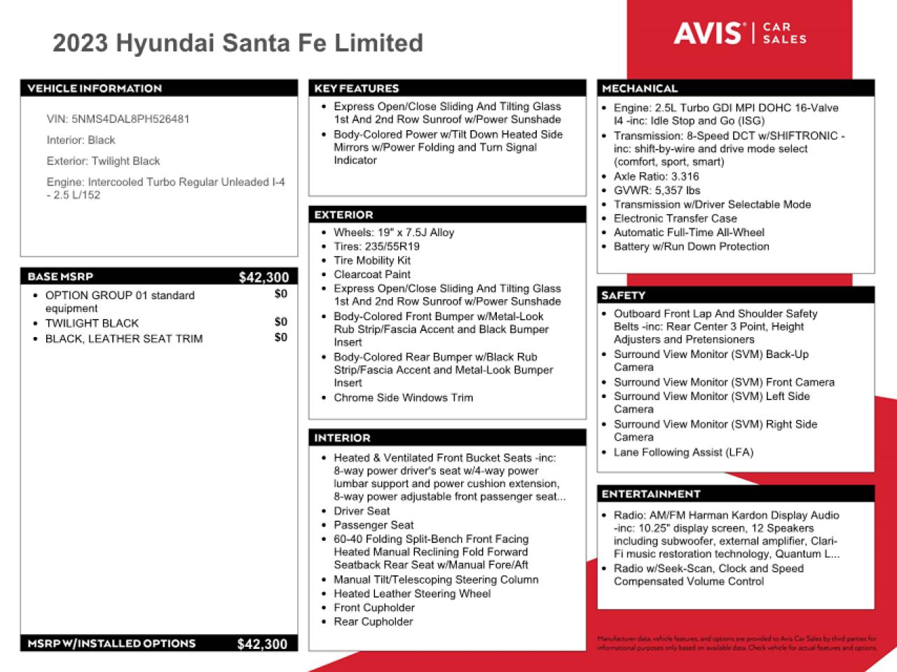 5NMS4DAL8PH526481 2023 Hyundai Santa Fe Limited