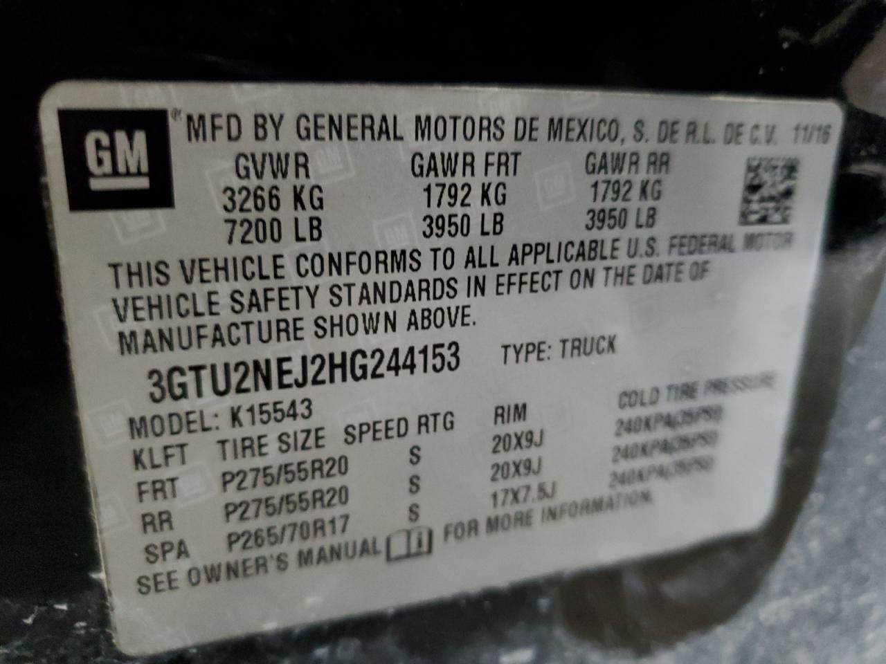 3GTU2NEJ2HG244153 2017 GMC Sierra K1500 Slt