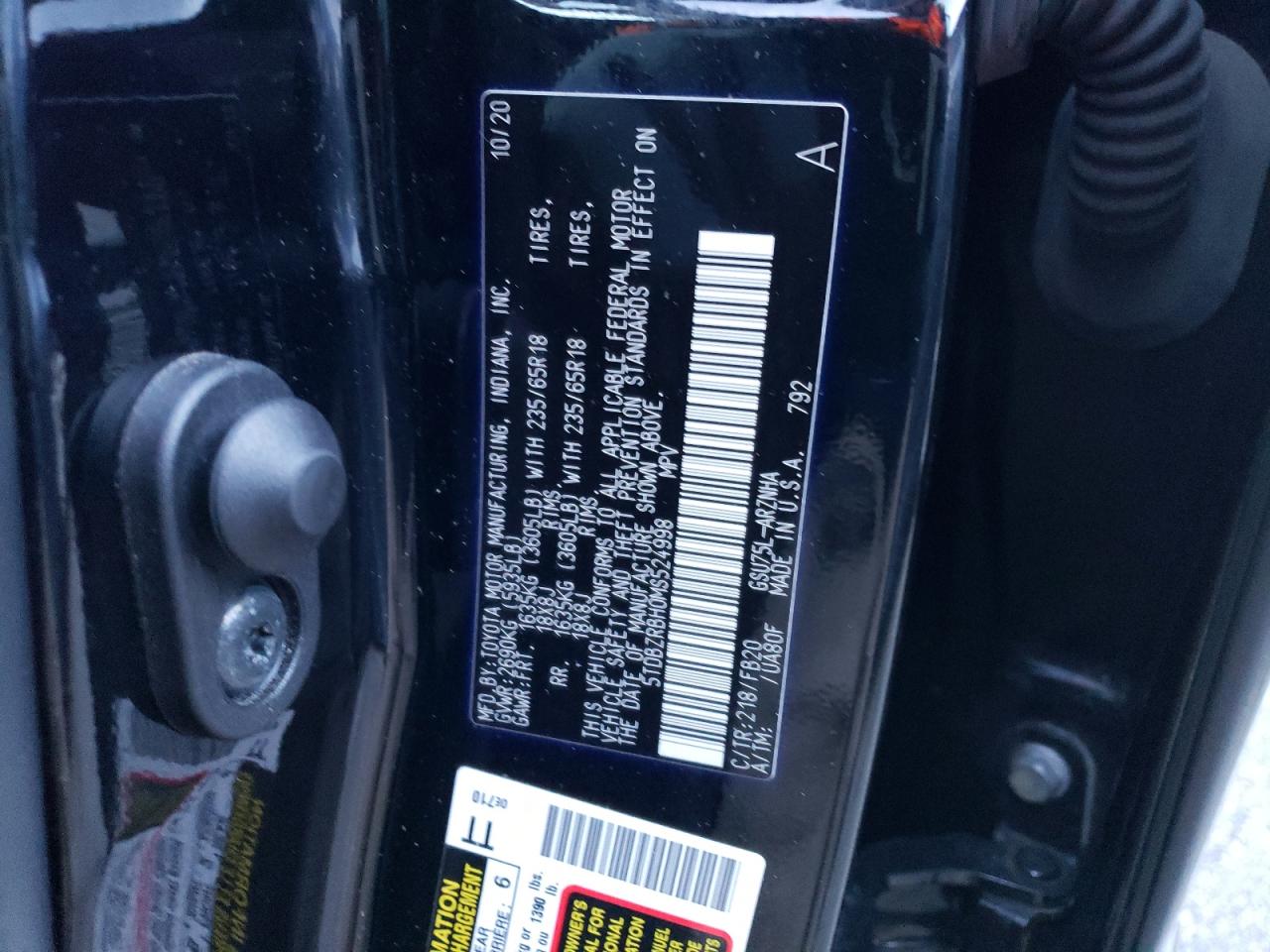 2021 Toyota Highlander L VIN: 5TDBZRBH0MS524998 Lot: 77514013