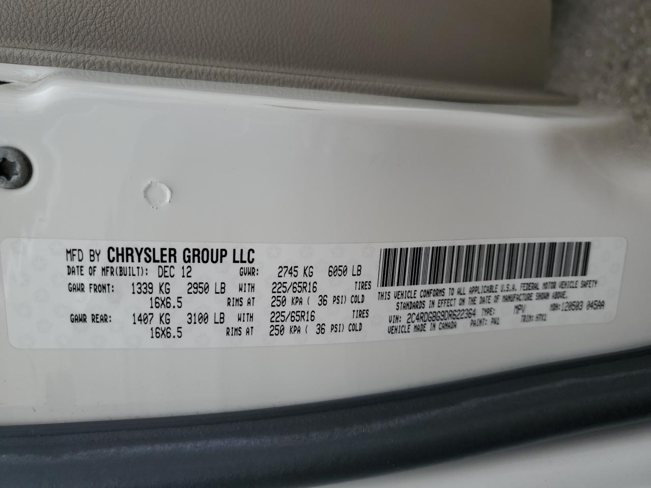 2013 Dodge Grand Caravan Se VIN: 2C4RDGBG9DR622364 Lot: 75140463