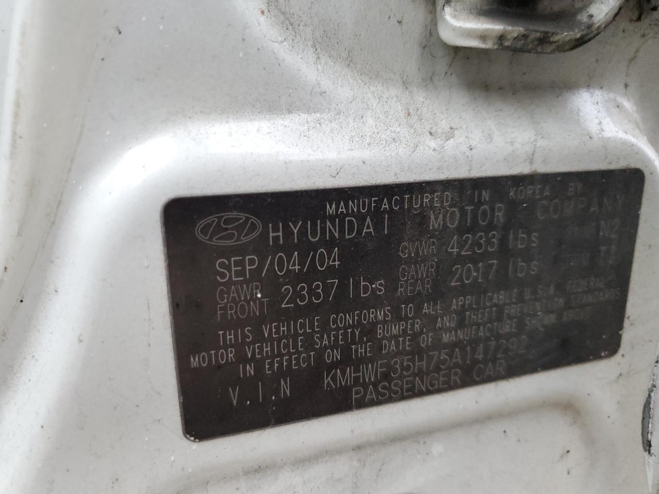 KMHWF35H75A147292 2005 Hyundai Sonata Gls