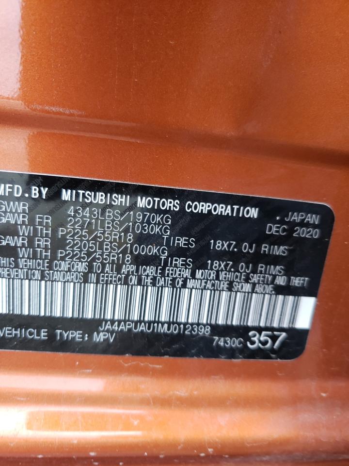 2021 Mitsubishi Outlander Sport Es VIN: JA4APUAU1MU012398 Lot: 76154283