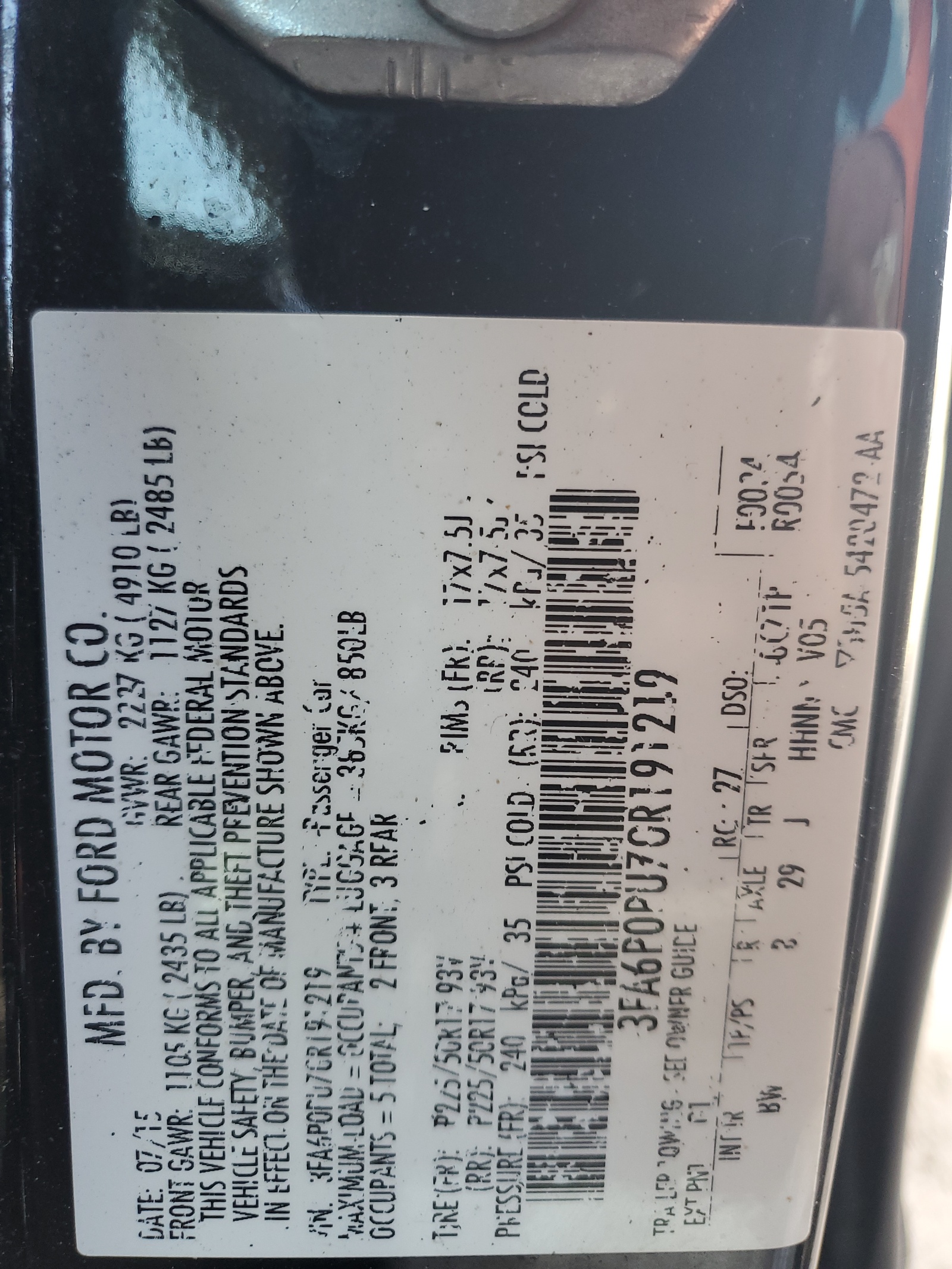 3FA6P0PU7GR191219 2016 Ford Fusion Se Phev