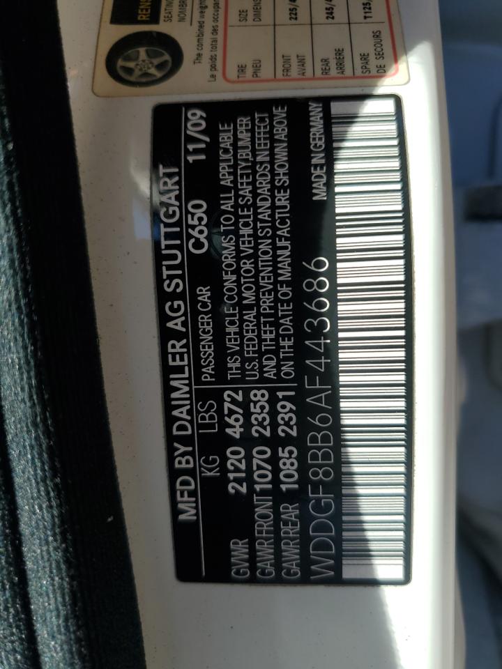 2010 Mercedes-Benz C 300 4Matic VIN: WDDGF8BB6AF443686 Lot: 78200393