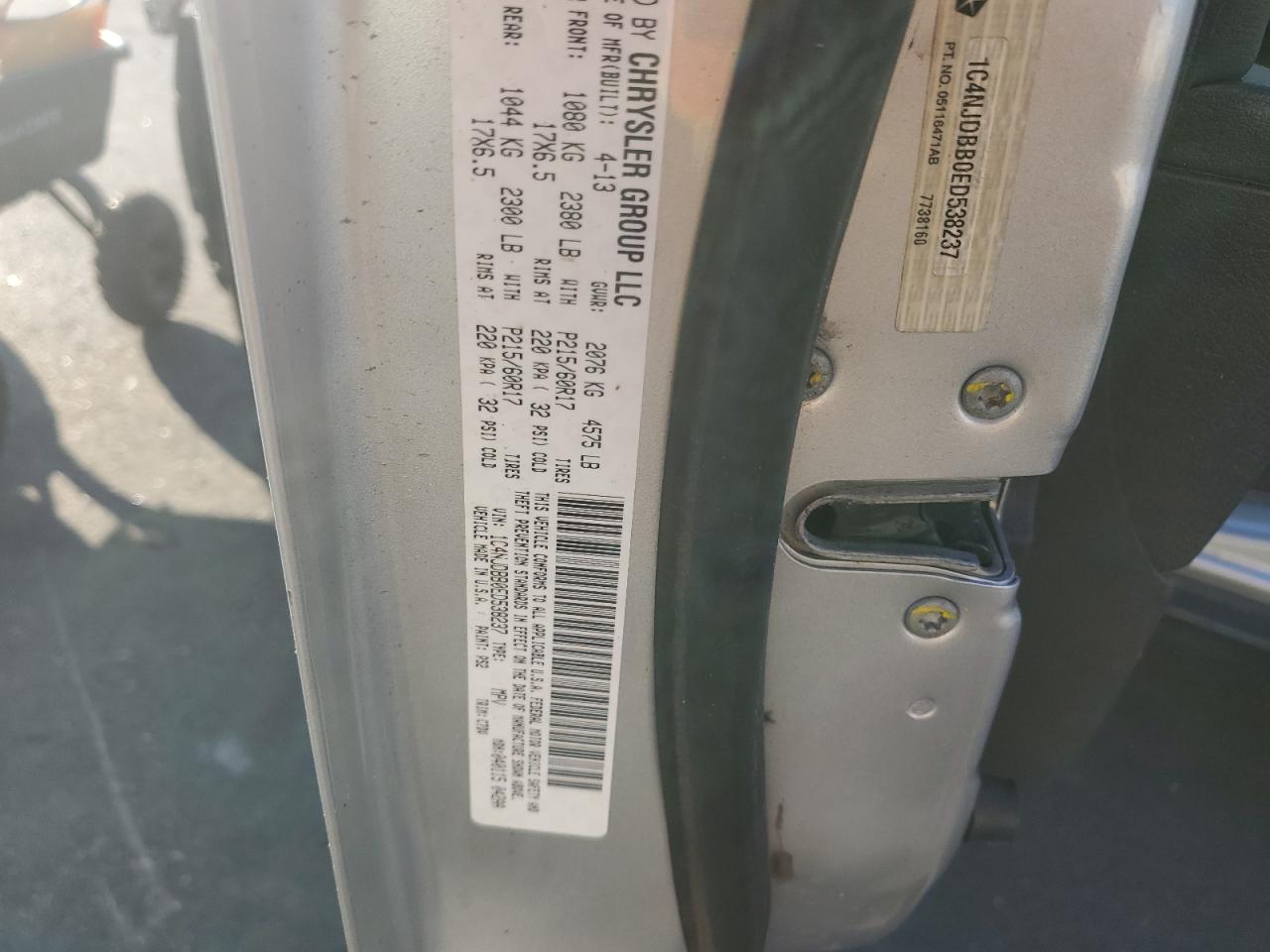 1C4NJDBB0ED538237 2014 Jeep Compass Sport