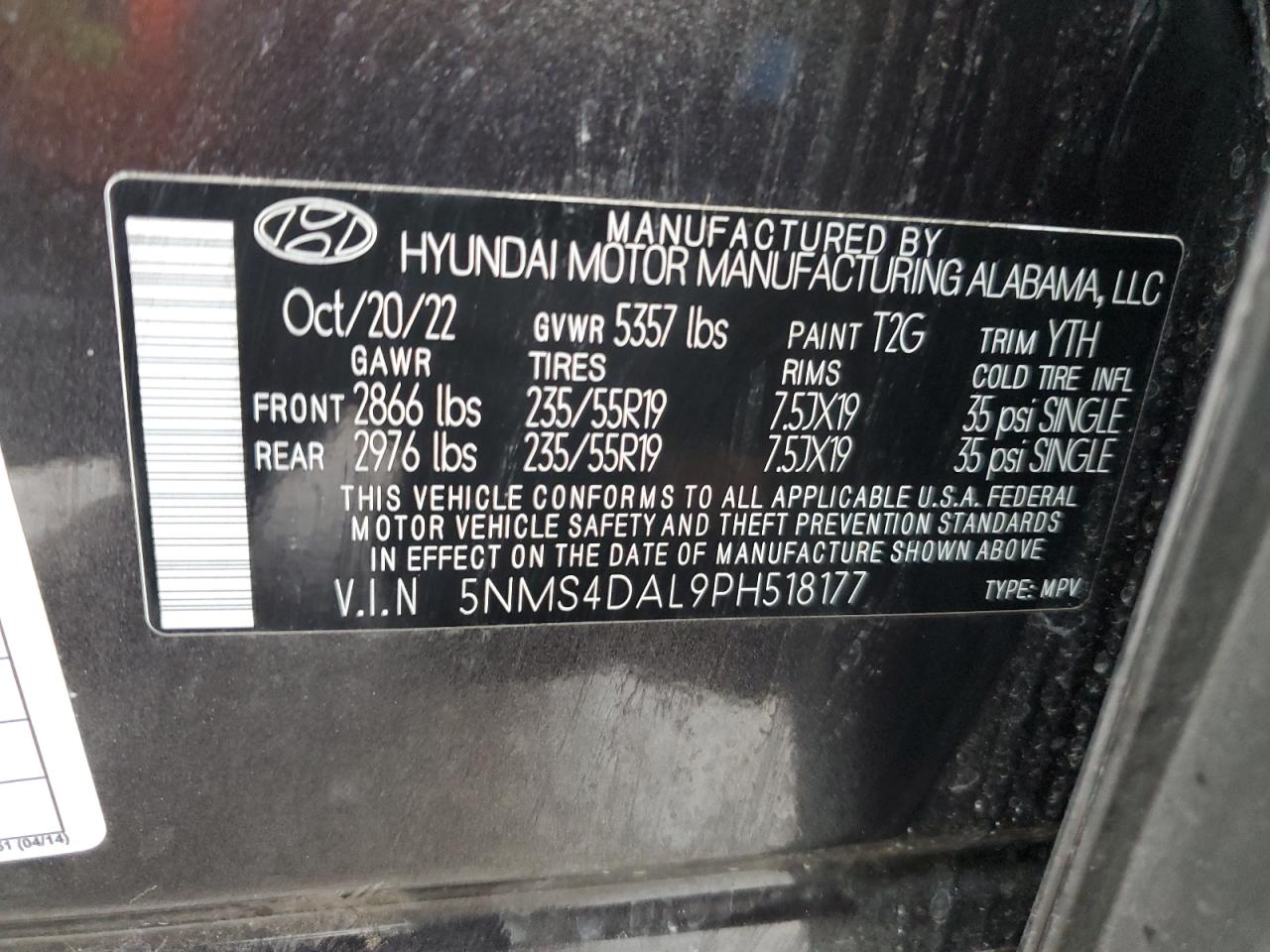 5NMS4DAL9PH518177 2023 Hyundai Santa Fe Limited