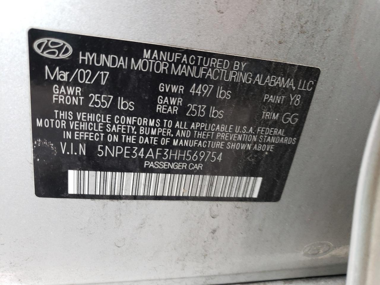 5NPE34AF3HH569754 2017 Hyundai Sonata Sport