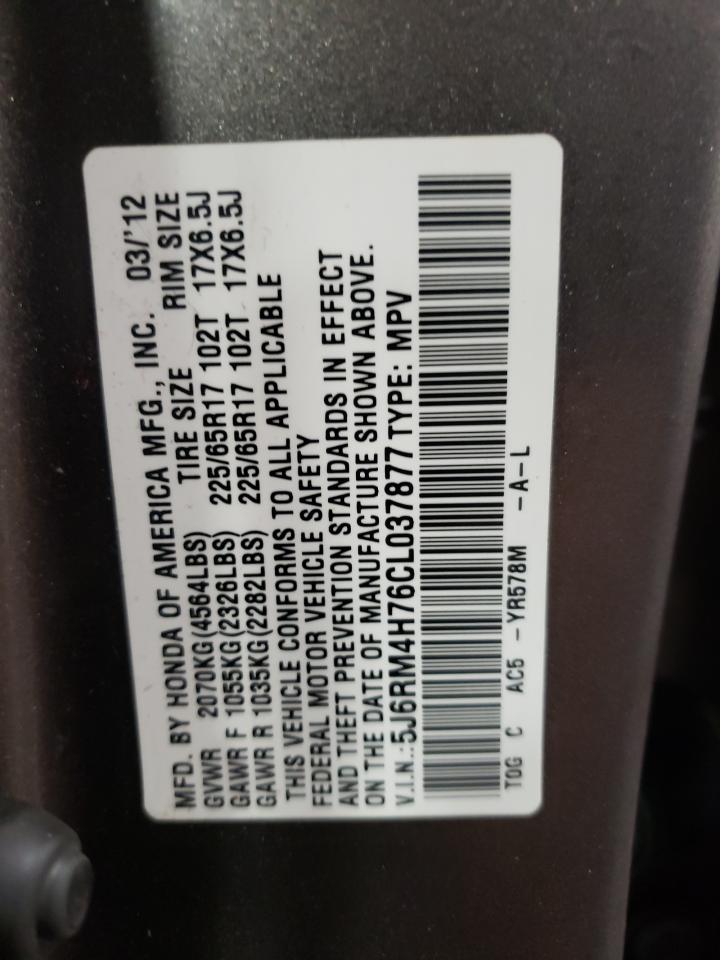 2012 Honda Cr-V Exl VIN: 5J6RM4H76CL037877 Lot: 78087363