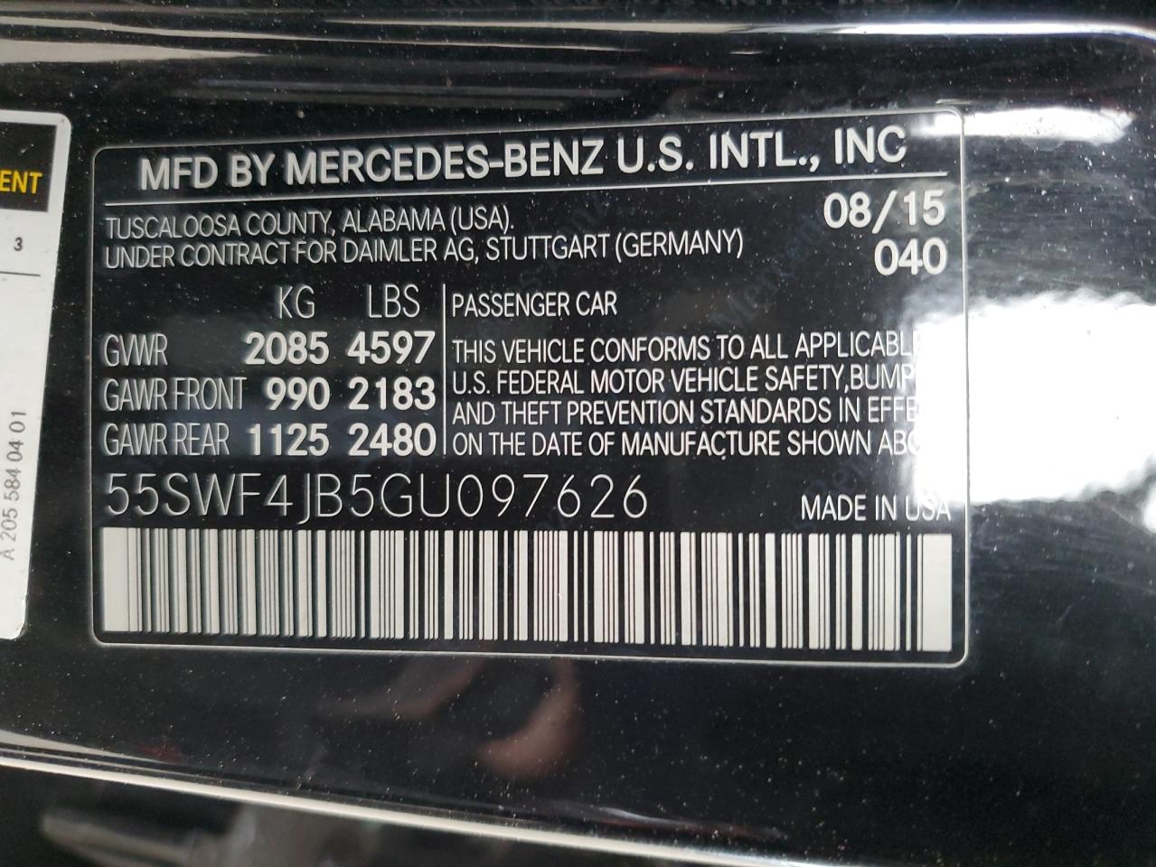 55SWF4JB5GU097626 2016 Mercedes-Benz C 300