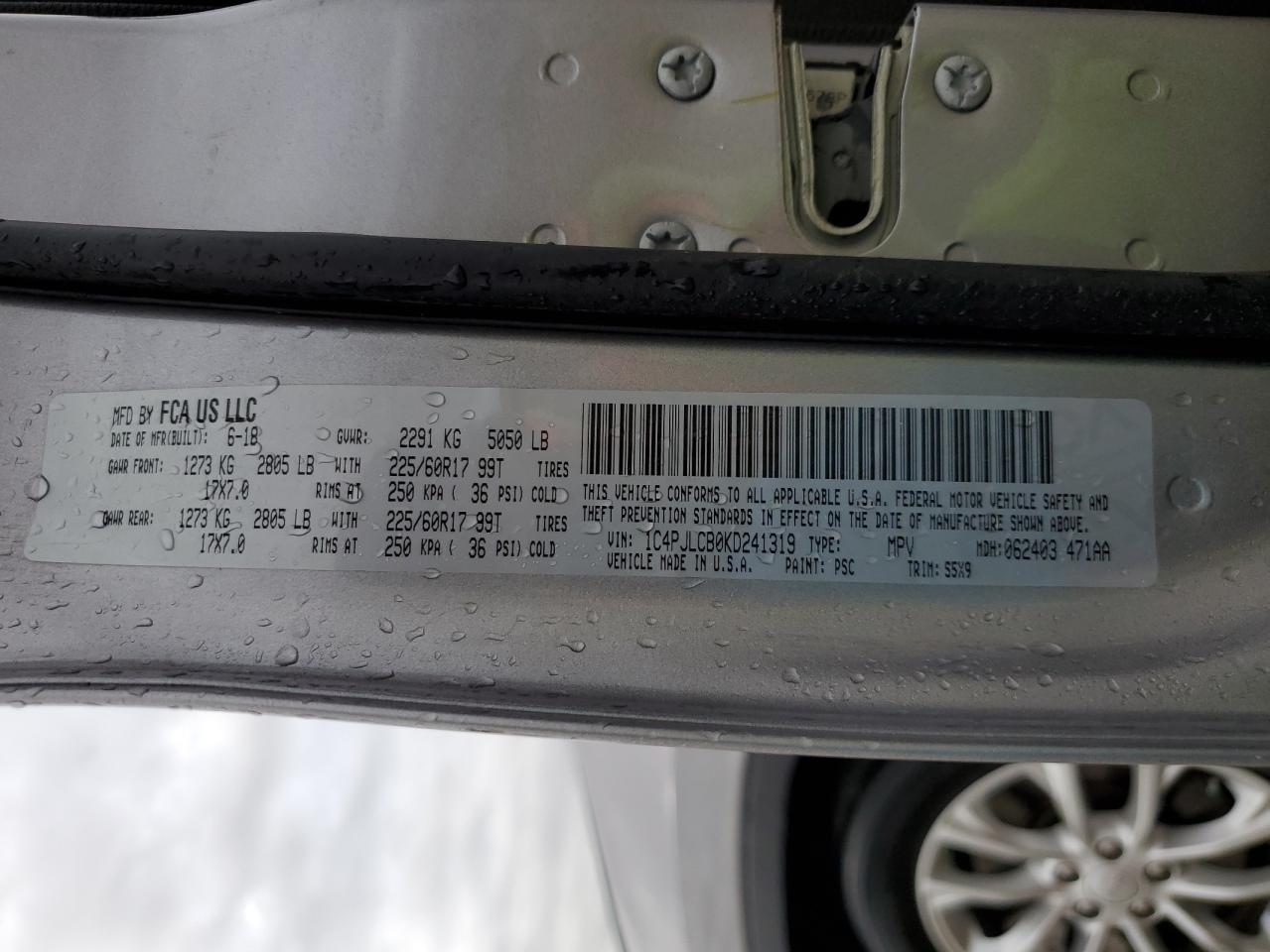 2019 Jeep Cherokee Latitude VIN: 1C4PJLCB0KD241319 Lot: 76551153