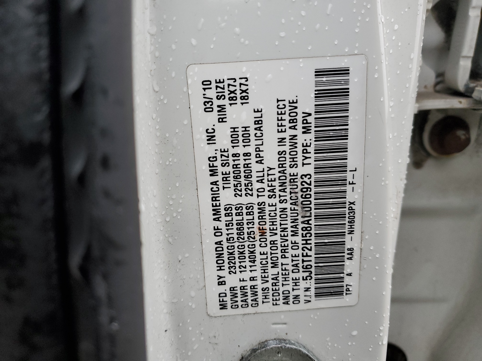 5J6TF2H58AL006923 2010 Honda Accord Crosstour Exl