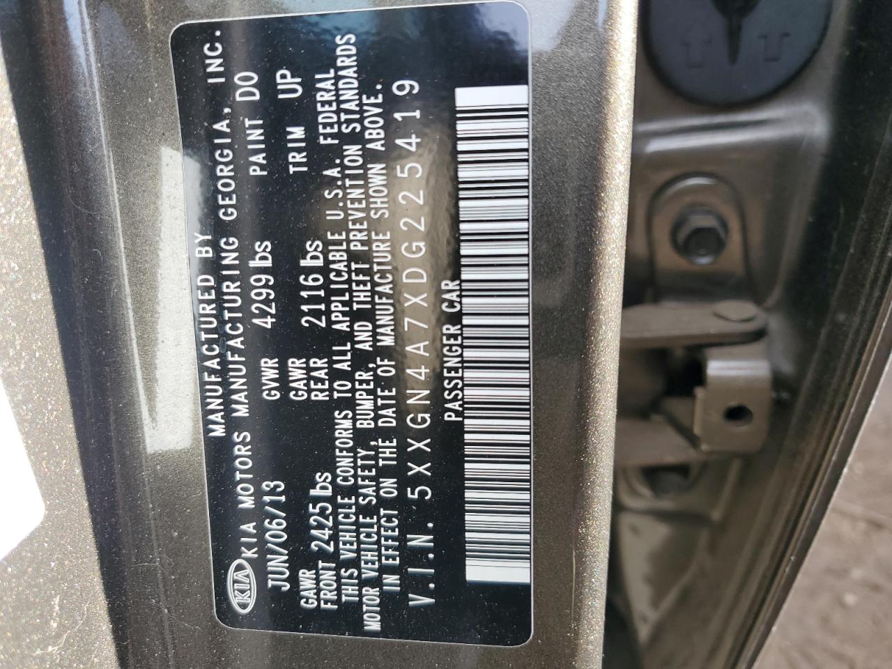 2013 Kia Optima Ex VIN: 5XXGN4A7XDG225419 Lot: 78344963