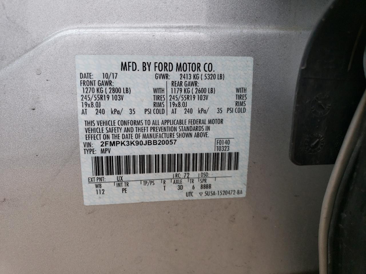 2FMPK3K90JBB20057 2018 Ford Edge Titanium