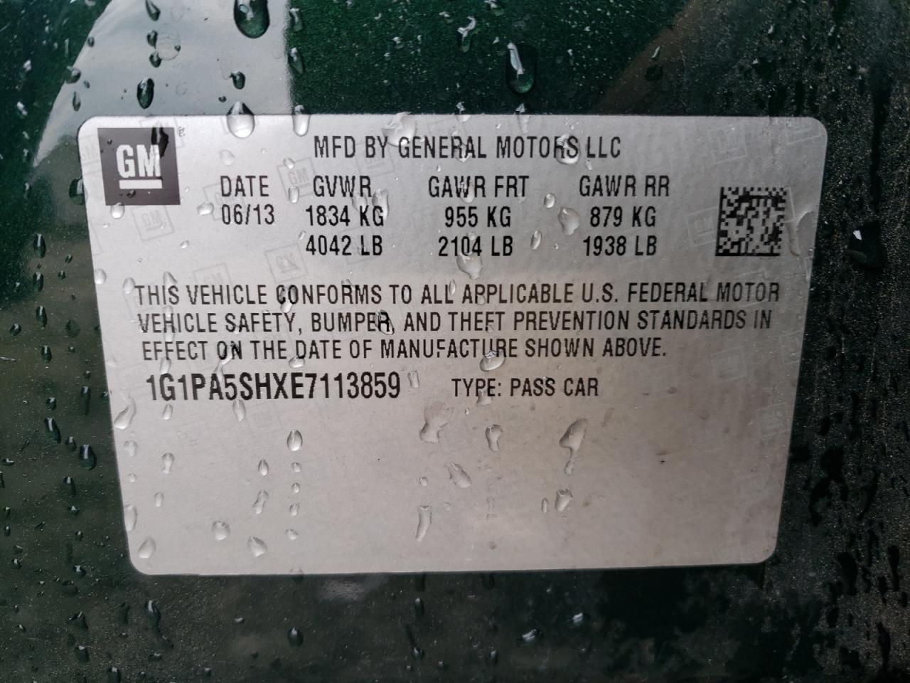 2014 Chevrolet Cruze Ls VIN: 1G1PA5SHXE7113859 Lot: 76733613