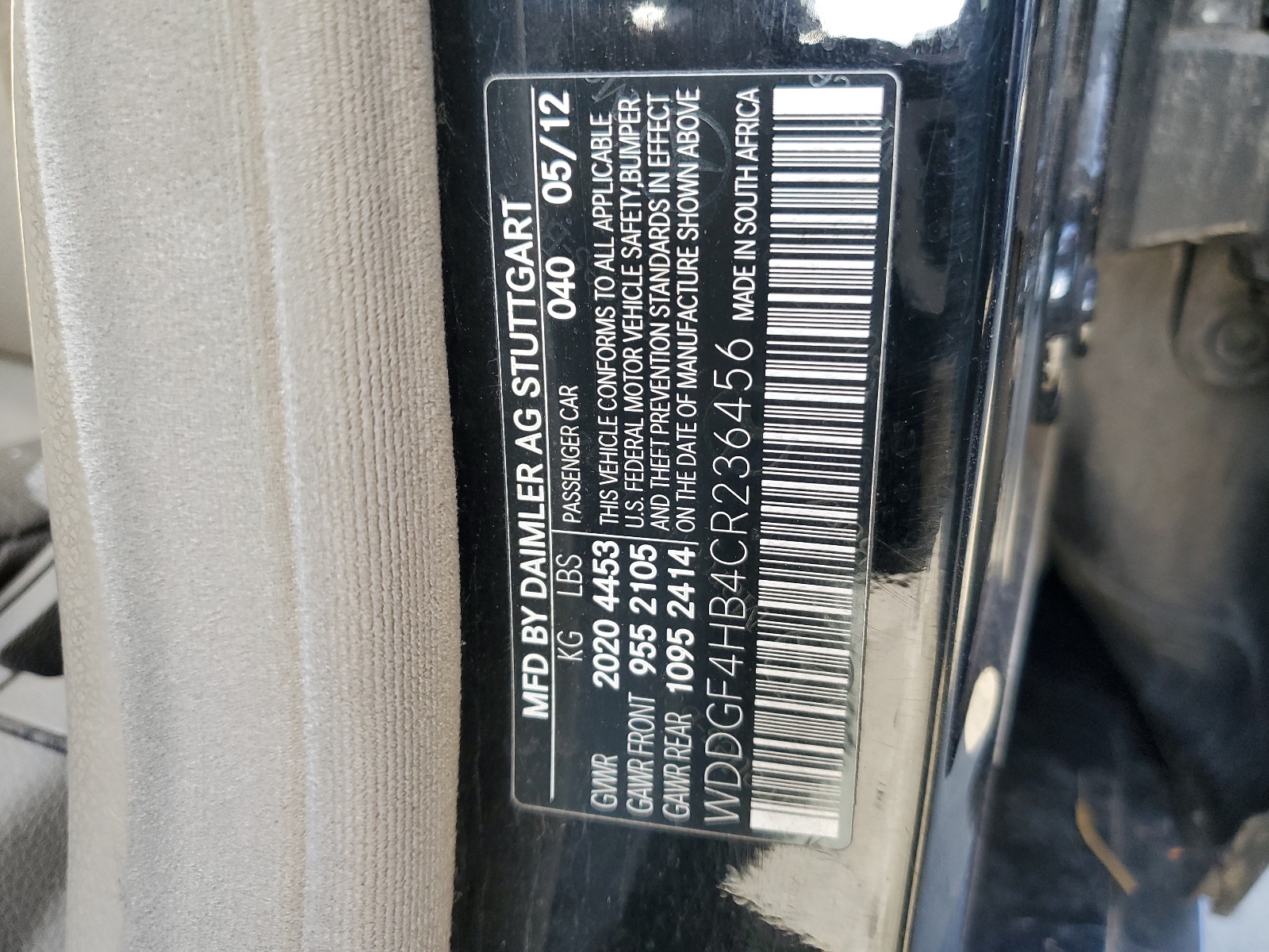 WDDGF4HB4CR236456 2012 Mercedes-Benz C 250