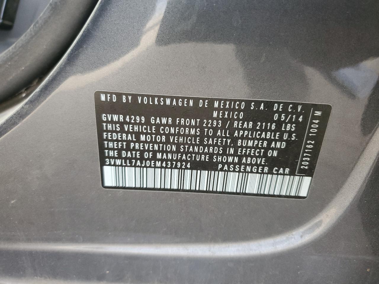 2014 Volkswagen Jetta Tdi VIN: 3VWLL7AJ0EM437924 Lot: 74634144