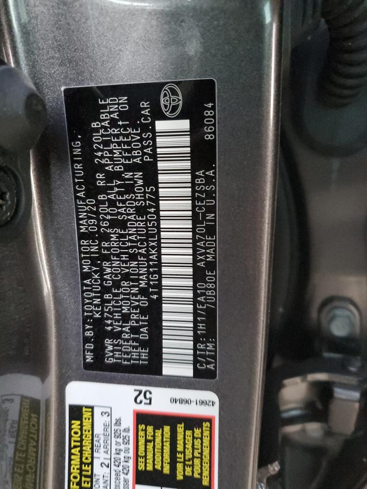 4T1G11AKXLU504775 2020 Toyota Camry Se