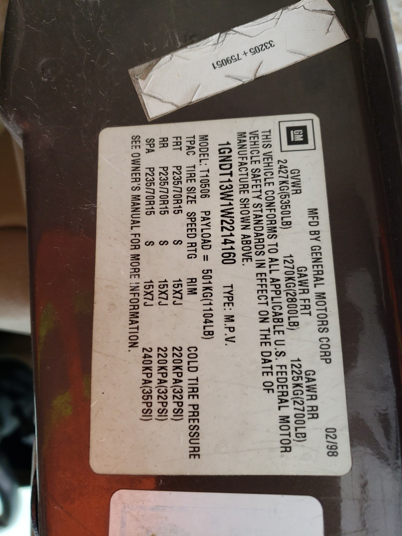 1GNDT13W1W2214160 1998 Chevrolet Blazer