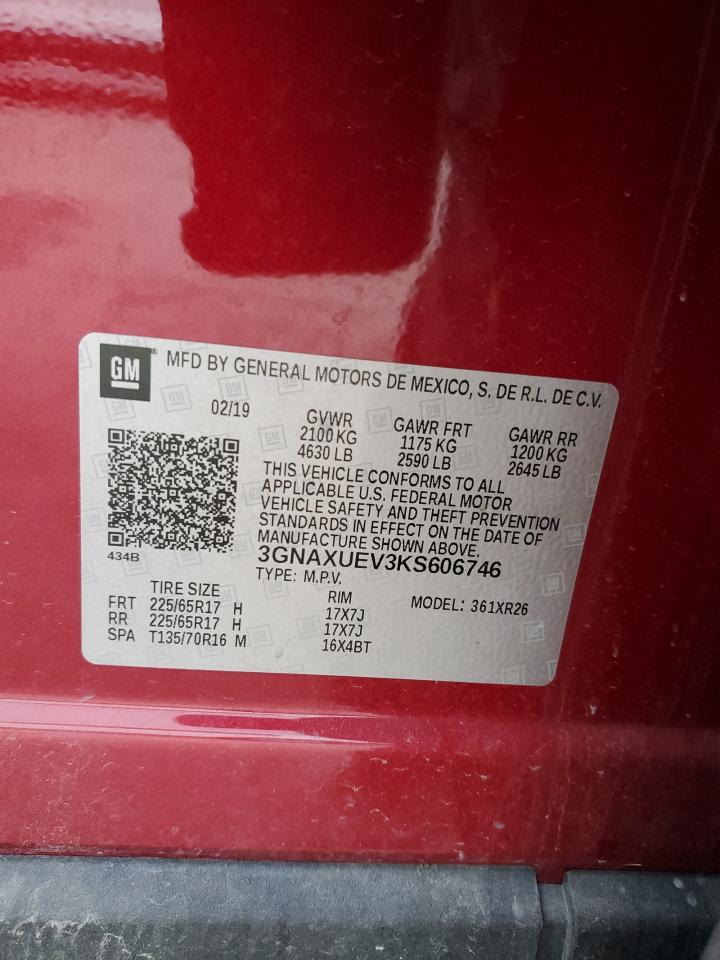 3GNAXUEV3KS606746 2019 Chevrolet Equinox Lt