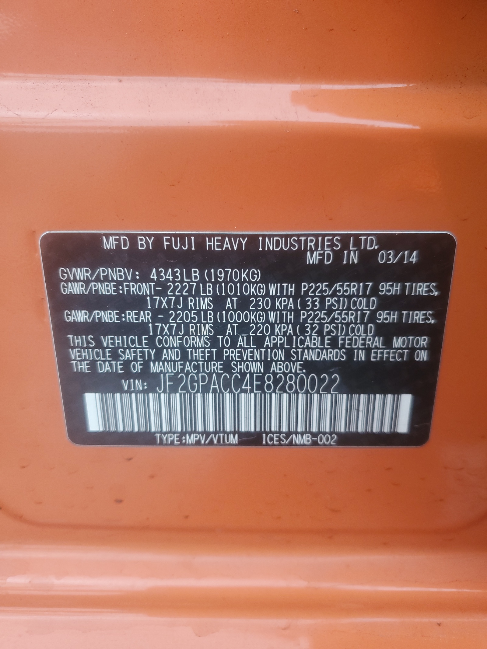 JF2GPACC4E8280022 2014 Subaru Xv Crosstrek 2.0 Premium