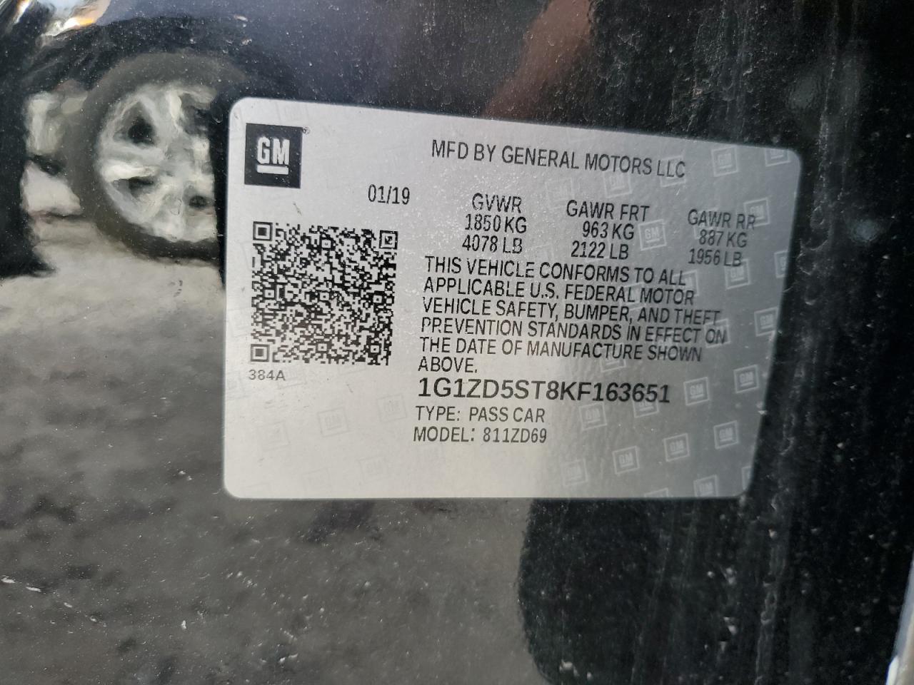 2019 Chevrolet Malibu Lt VIN: 1G1ZD5ST8KF163651 Lot: 58940794