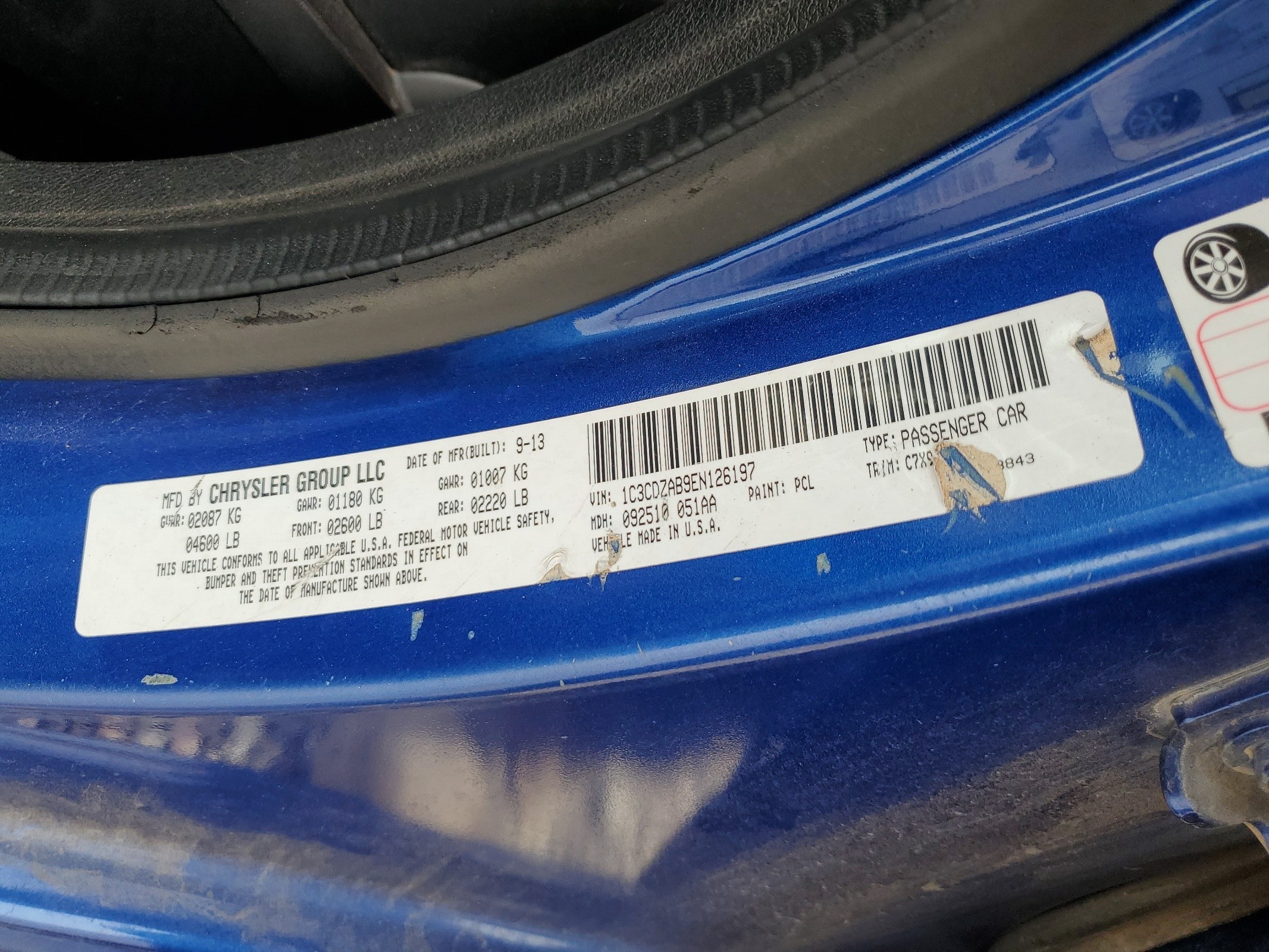 1C3CDZAB9EN126197 2014 Dodge Avenger Se