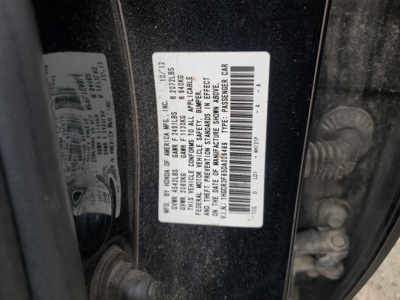 1HGCR3F85DA006489 2013 Honda Accord Exl