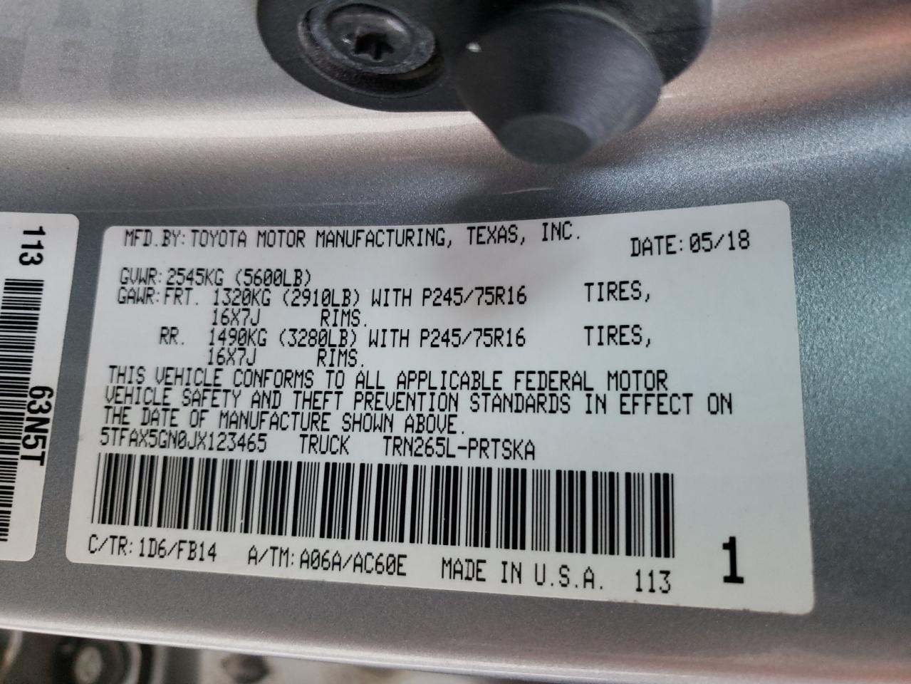 2018 Toyota Tacoma Double Cab VIN: 5TFAX5GN0JX123465 Lot: 74200933