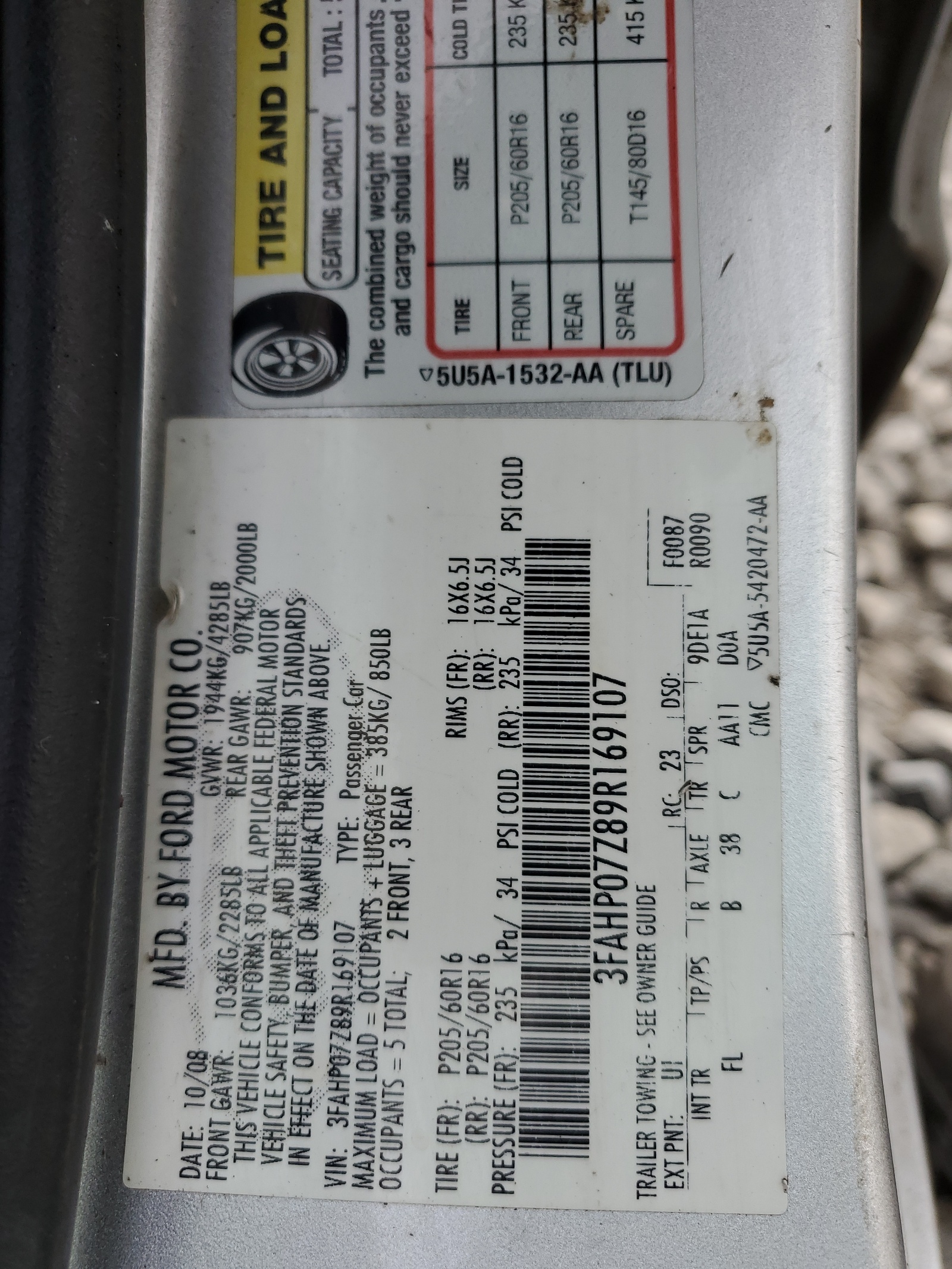 3FAHP07Z89R169107 2009 Ford Fusion Se