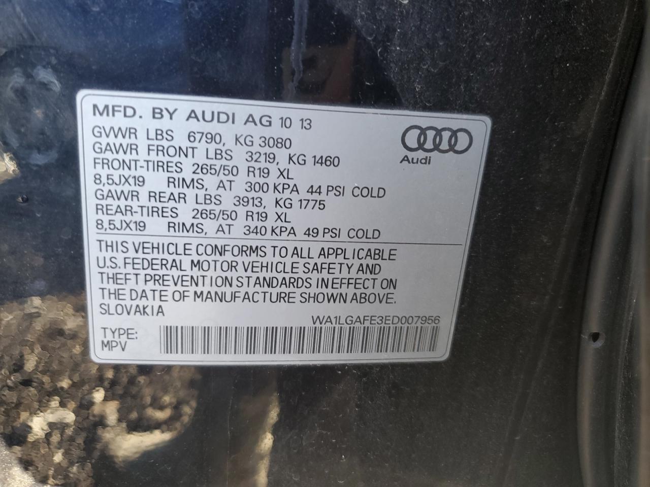 2014 Audi Q7 Premium Plus VIN: WA1LGAFE3ED007956 Lot: 59075544