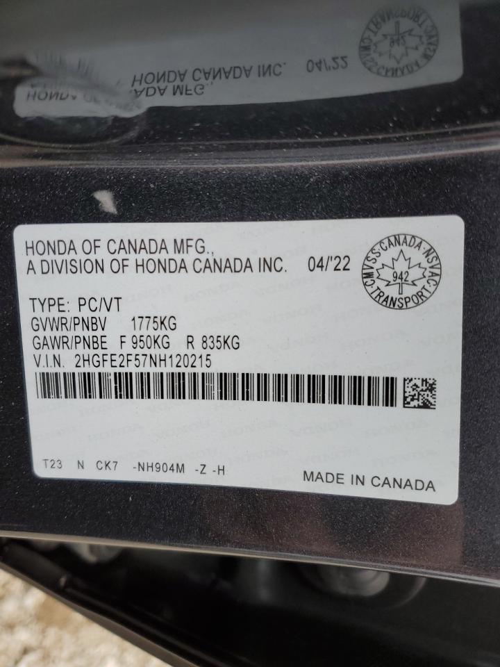 2HGFE2F57NH120215 2022 Honda Civic Sport