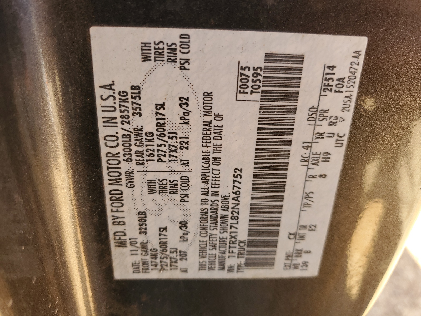 1FTRX17L82NA67752 2002 Ford F150